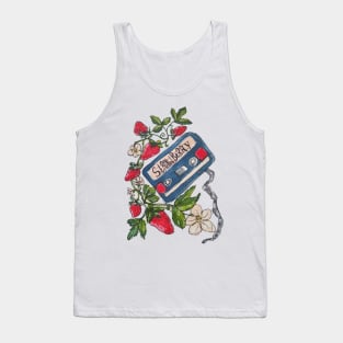 Strawberry Serenade: A Retro Mixtape Journey Tank Top